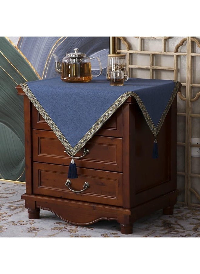 ChicAbode Linen Style Bedside Tablecloth Vintage Nightstand Cover Small Coffee End Tables Cloth with Tassel, Dust-Proof Washable Table Cover for Night Table Tabletop Decoration (Coffee) - Image 5